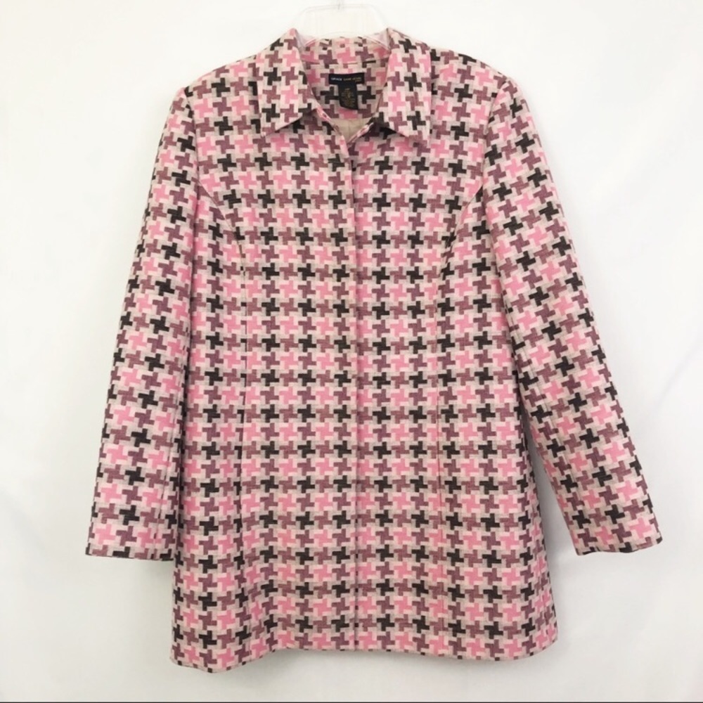 Grace Dane Lewis Pink Houndstooth Overcoat Sz 14P